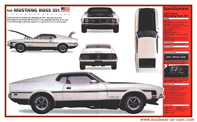 Fiche technique Mustang Boss 351 1971